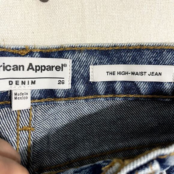 American Apparel Women's The High-Waist Jean Blue Denim Straight Leg -‎ Size 26 - Picture 5 of 9